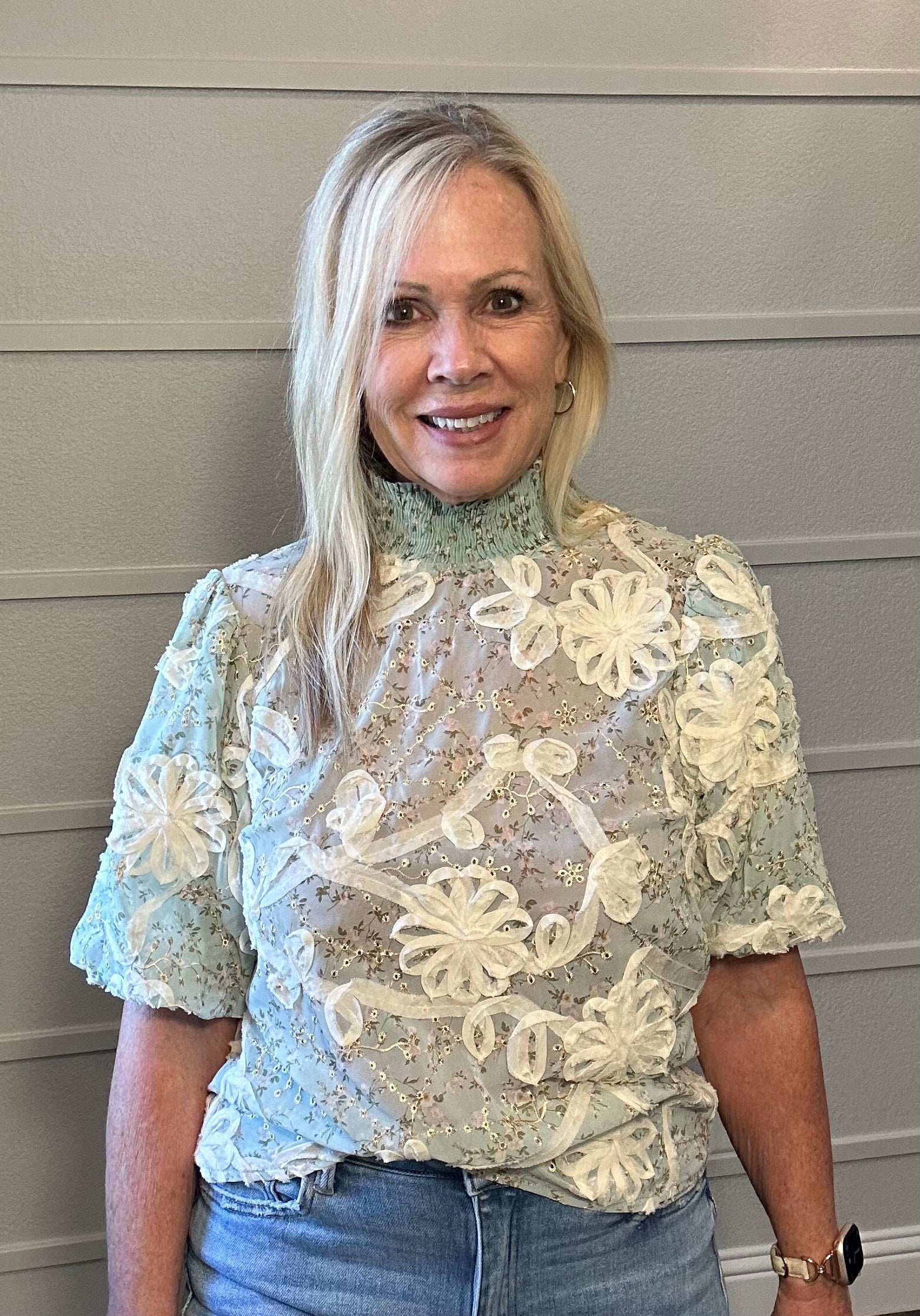 The Garden Party Gossip Mock Neck top